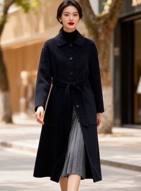 MAV高端羊绒品牌专柜价18800山羊绒+桑蚕丝+绵羊毛方领双面呢大衣