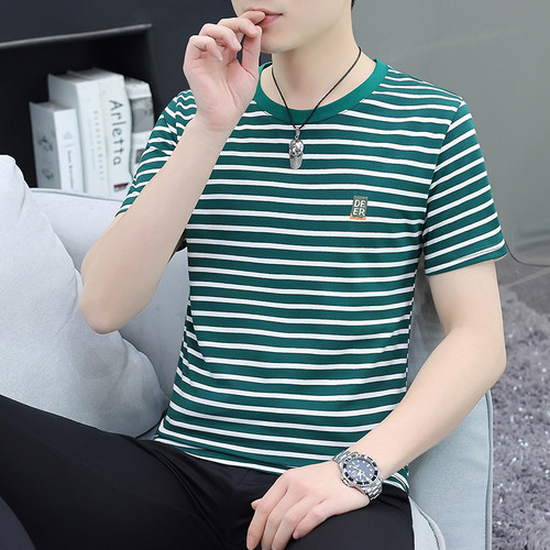 条纹体恤男士春夏季2026新款短袖