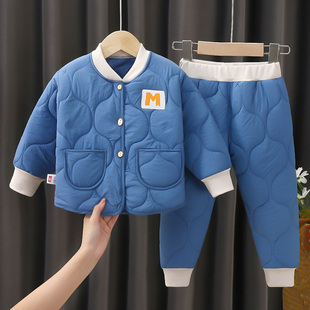 1-5岁冬装新款男童棉衣套装女童加厚棉袄保暖冬装中小童棉服夹棉
