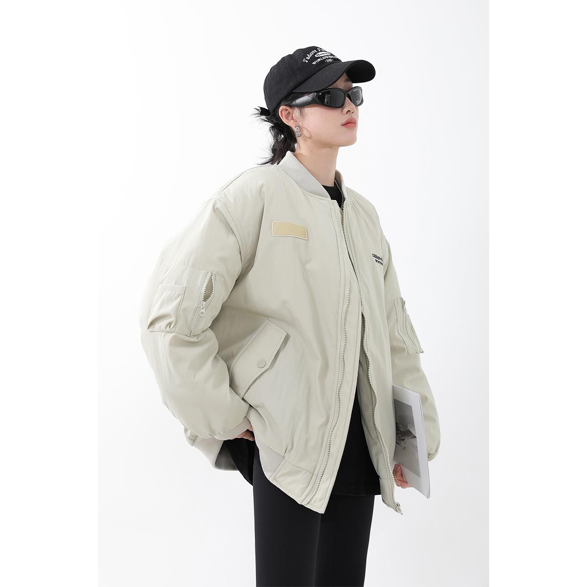 美式加厚夹克棉服2025新款夹棉棒球服冬季棉衣外套女飞行服棉袄潮