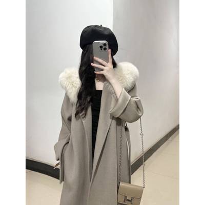 双面羊绒大衣女2025秋冬新款气质韩系连帽中长款小个子毛呢外套