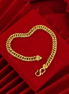 新爆款欧美款扁老仿黄金项链 黄铜22.05福镀金福扣手链6m板手m链