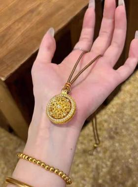 南越沙金旋转罗盘吊坠转女款潮风百搭时来运圆盘国挂坠毛25.1.11.