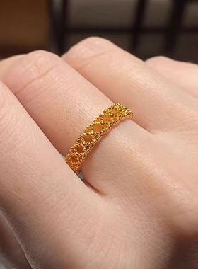 周家纹同有花蕾丝戒指 黄铜镀金2.13.08铜钱币闭口指款环情钱人节