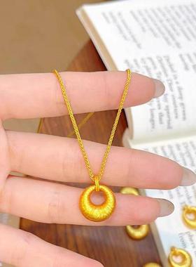 金店同款24.11.30沙金拉丝金坨吊坨坠项链中国风安圆扣小金平坨环