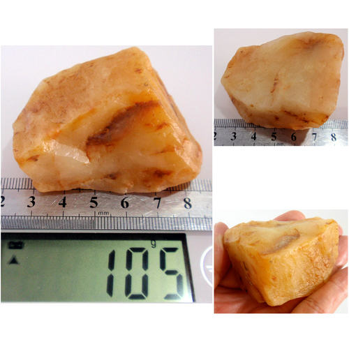 龙陵105克黄龙玉黄蜡原石精品小雕料冻胶蜡台山霍山玉特价NO:3050