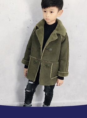 G-09童装麂皮拼接大衣儿童翻领中款风衣外套1:1服装纸样DIY剪裁图