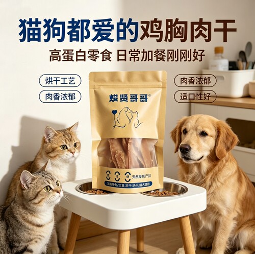 焌贤哥哥狗狗猫咪零食薄脆鸡肉干训练奖励磨牙肉干宠物零食50g