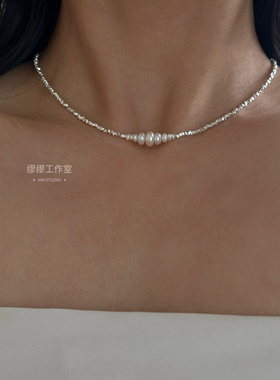 星光～925银渐变天然珍珠锁骨链夏天新款2025轻奢礼物高级感原创
