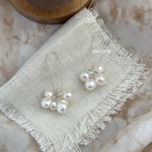 撑得住大衣的气场耳饰925纯银耳勾淡水真珍珠扁型原创大耳环礼物