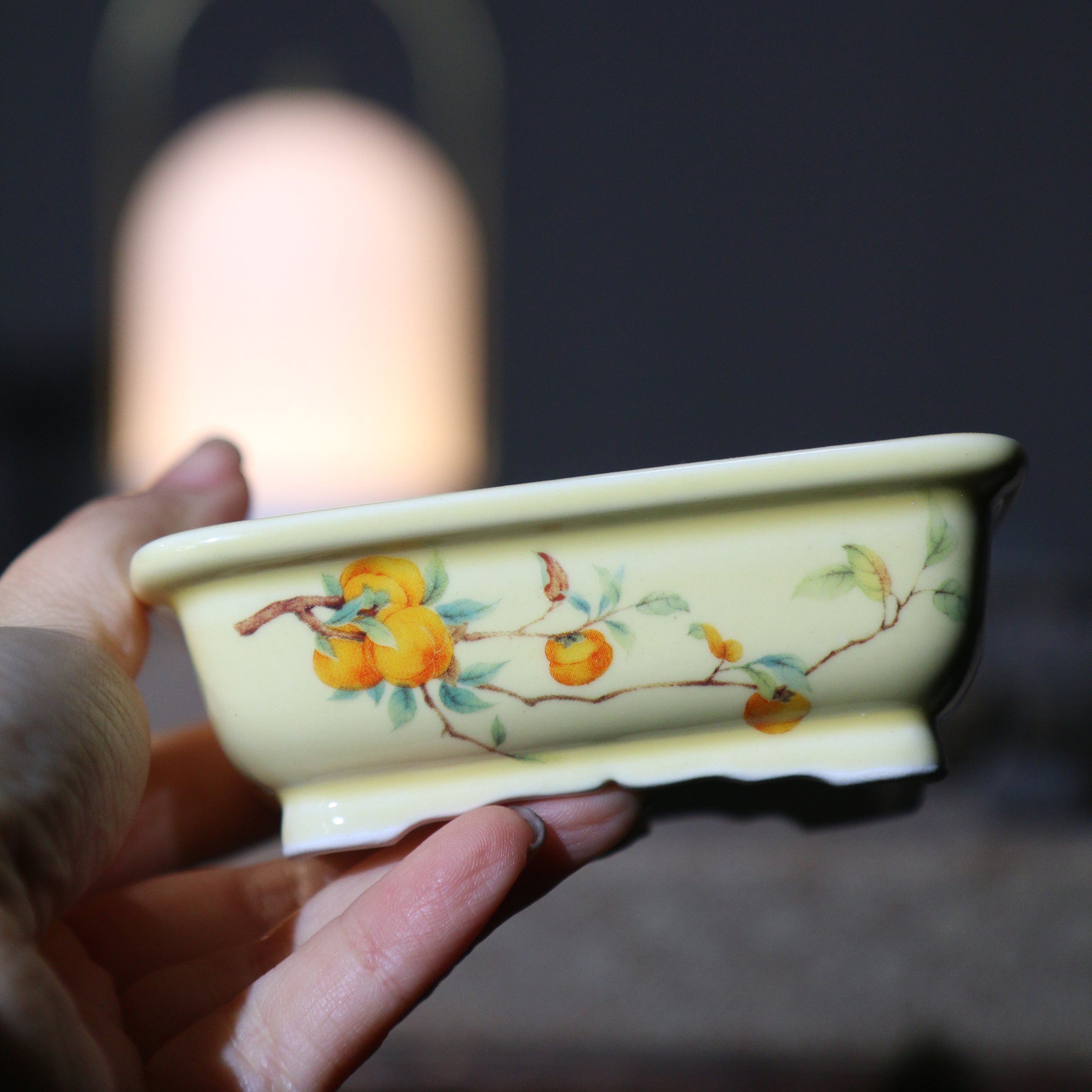 陶瓷盆景盆长方形紫砂花盆豆盆