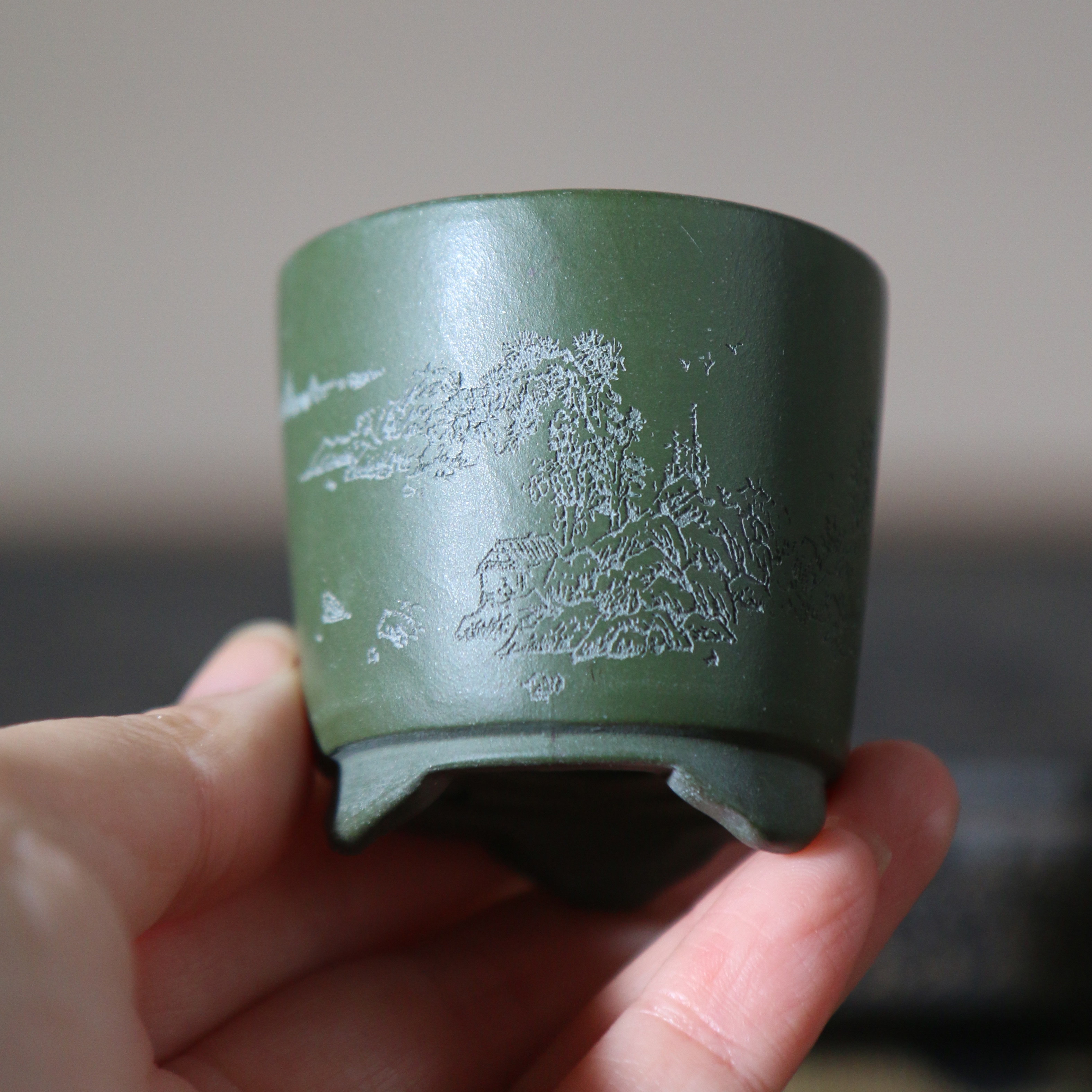 紫砂花盆圆形微型盆景盆掌上盆栽