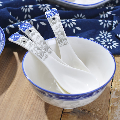 景德镇青花瓷吃饭个性10只小汤勺