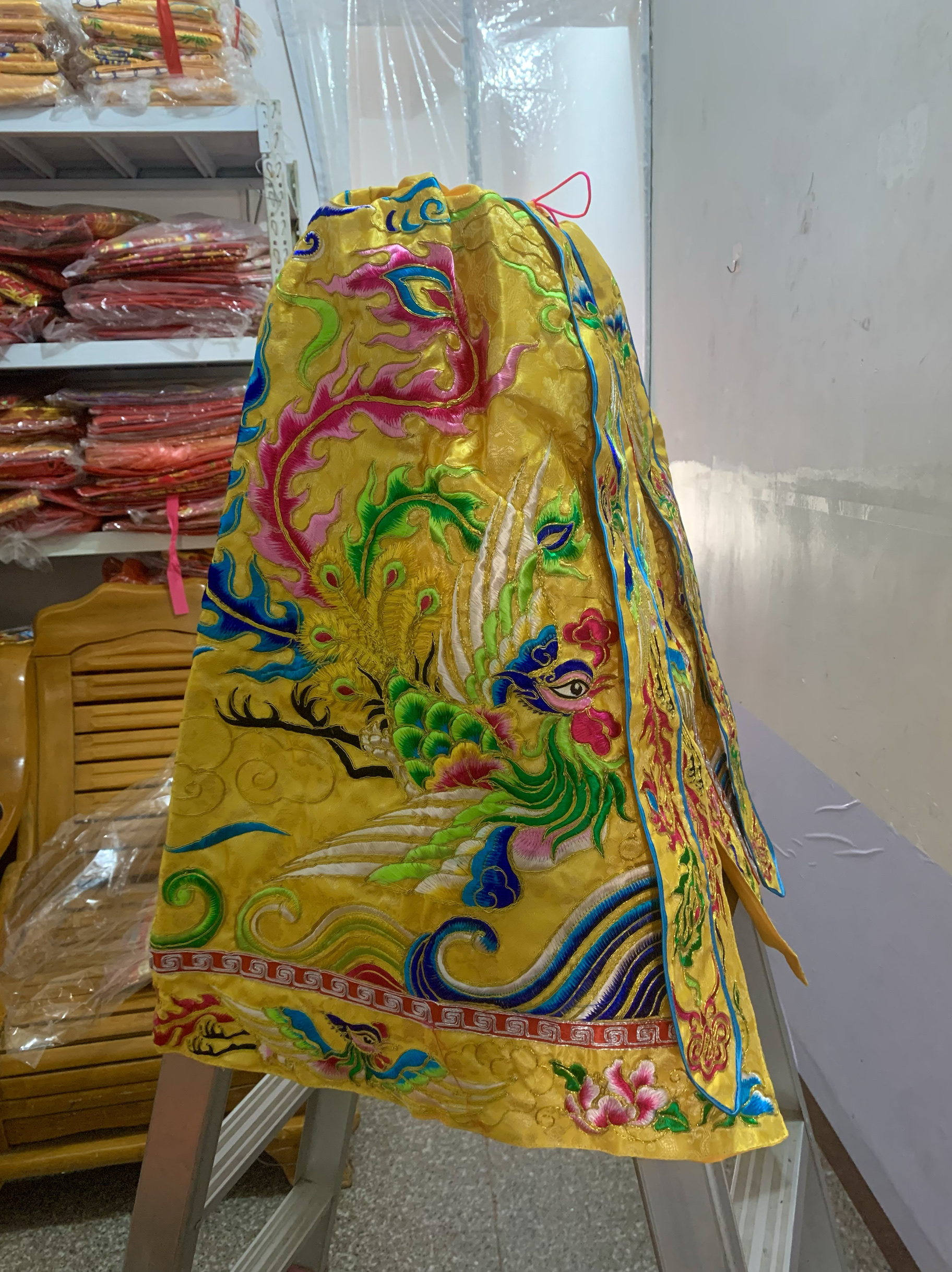 精品2尺2.6尺双凤披风佛像妈祖娘娘王母娘娘披肩佛衣佛袍龙袍绣品