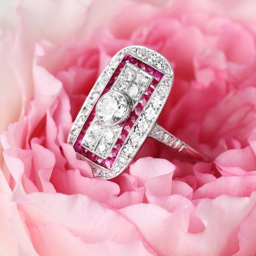 【古董珠宝教科书】ArtDeco年代红宝石钻戒主钻50分