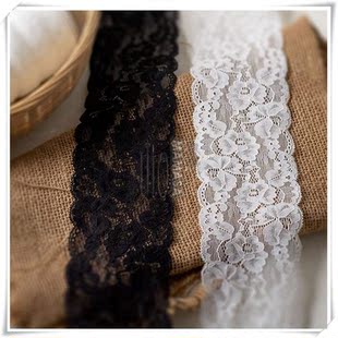 优质 电脑贾卡松紧贴身花边材料S6012 宽8cm黑白双边直边弹力蕾丝
