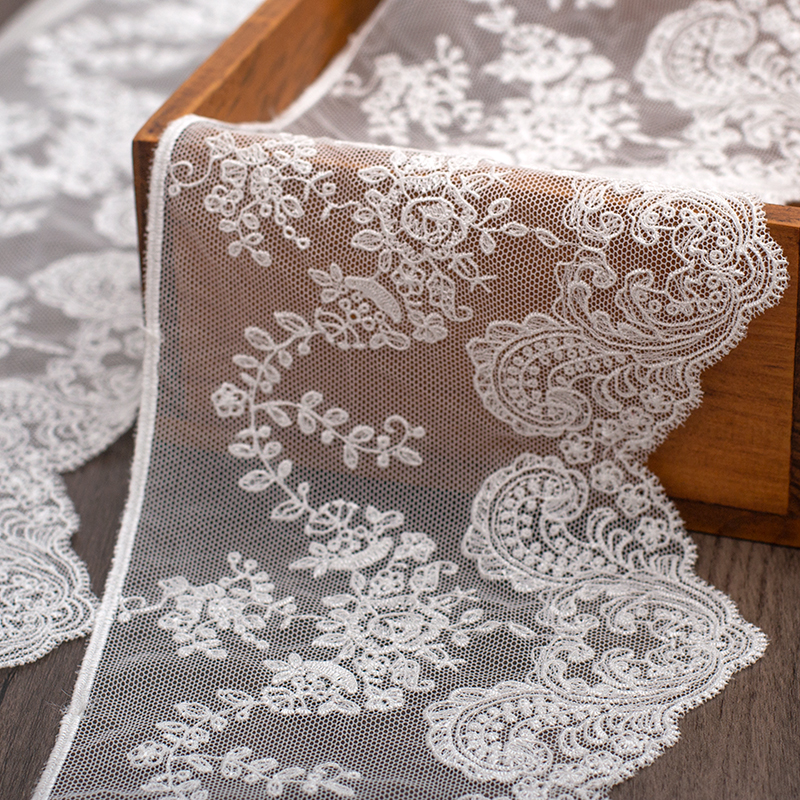 MAMASA双边涤纶刺绣网纱蕾丝花边