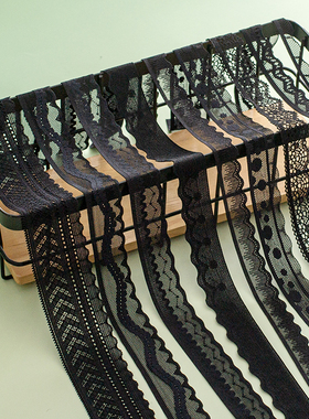 黑色柔软亲肤弹力蕾丝 手工服装布艺内衣松紧花边