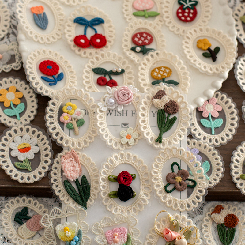 MAMASA原创椭圆立体卡通蕾丝布贴