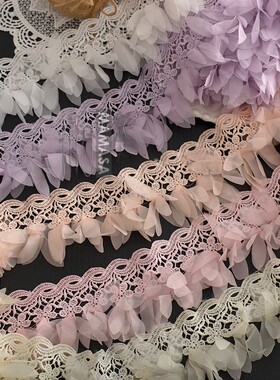 宽8.5cm涤纶雪纺须须手工花边 白色蕾丝diy衣服裙子连衣裙辅料