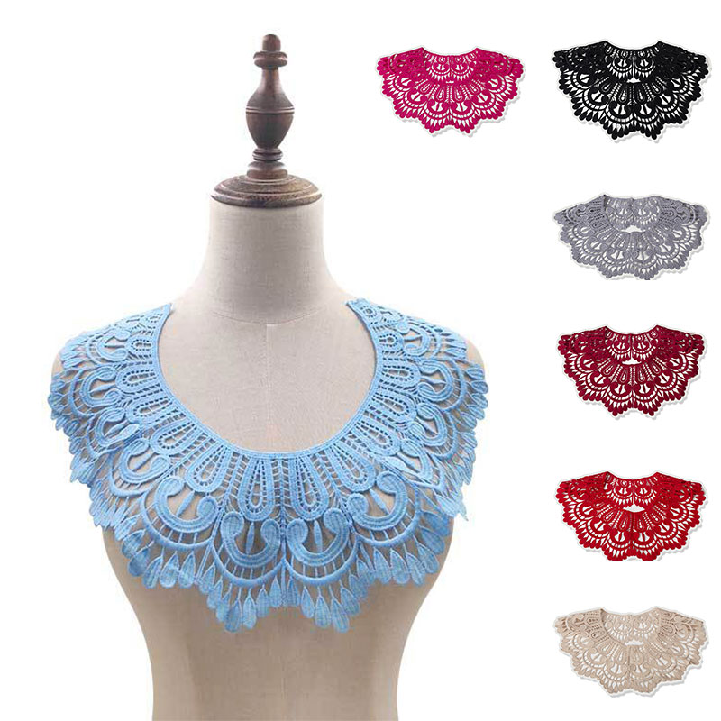 彩色牛奶丝刺绣水溶领花 假领子蕾丝花边镂空装饰衣领百搭DIY辅料