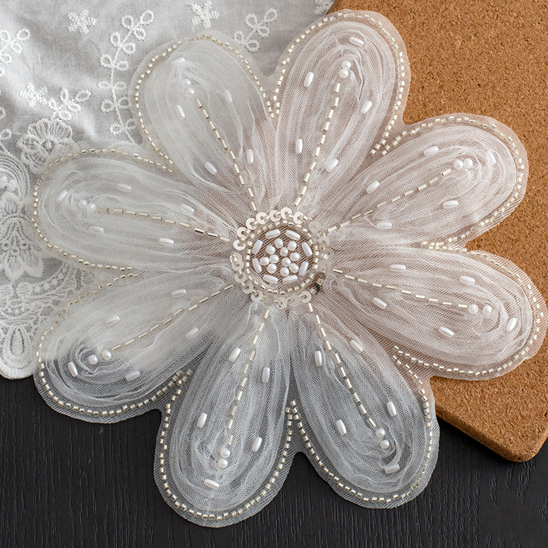 宽22cm电脑珍珠绣网纱亮片蕾丝大花朵 DIY手工服装窗帘布艺辅料,居家布艺,布贴,淘宝优惠券,粉丝福利购,淘宝优惠卷