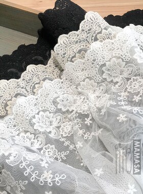 优质 黑白蝶恋花蕾丝 网纱花边刺绣服装辅料自制婚纱材料床品家居