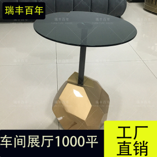 拉卡萨lacasa家具创意轻奢风格 圆角几沙发沙发边几钻石造型角几