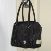 韩国小众yeomim波点托特包新款 时尚 百搭单肩包手提包黑色方包