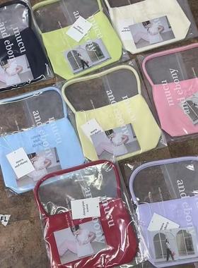 韩国土特产mucu and ebony腋下百搭尼龙刺绣防水托特手提女包包