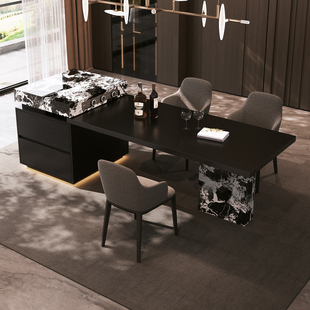 简桌岛台餐桌意式 高级感带水槽倒台 极简伸缩一体导台餐桌2025新款