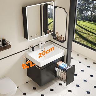 帝王洁具小户型浴室柜日式拉篮加深20洗脸盆柜组合黑色洗漱台盆柜