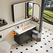 帝王洁具窄边海洋盆浴室柜组合宽40CM陶瓷盆带拉篮收纳全铝洗漱台