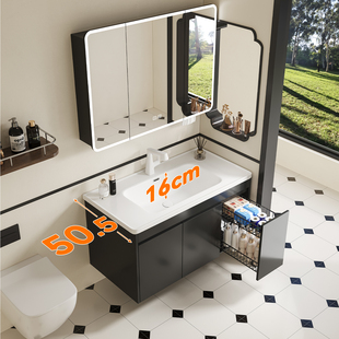 帝王洁具浴室柜组合非标65/75/85/95陶瓷一体盆洗漱台带拉篮收纳