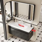 帝王洁具44宽浴室柜黑色窄边洗漱台轻奢卫生间全铝洗手盆柜组合