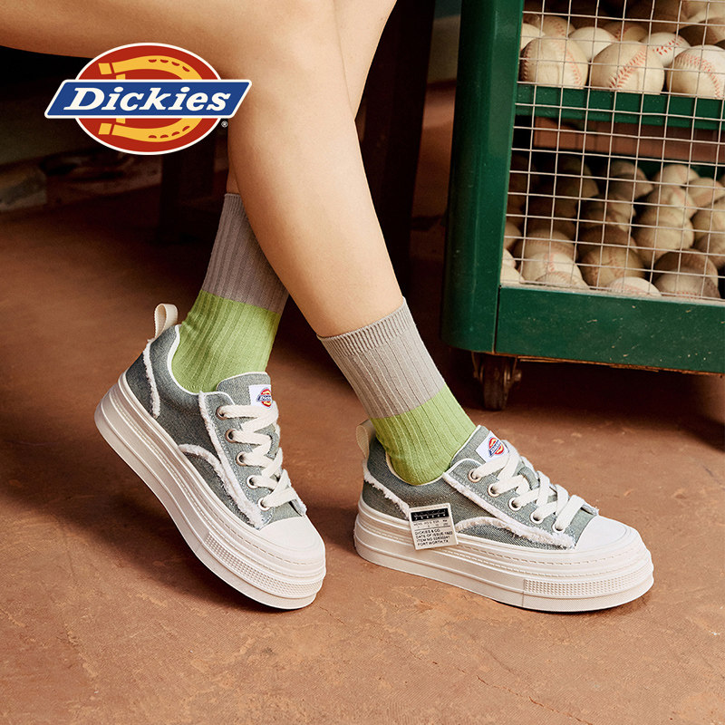 Dickies厚底帆布鞋女2026冬季新款休闲鞋板鞋增高鞋女款秋冬单鞋