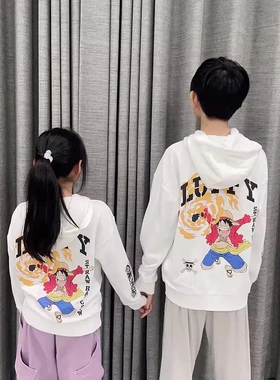 瑕疵primark海贼王衣服one piece毛圈上衣男童卫衣白色连帽卫衣