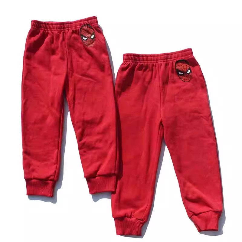 蜘蛛侠红色长裤男童薄绒裤子