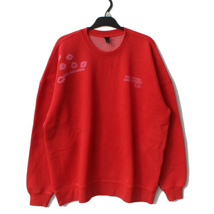 出口外贸原单尾货女士红色卫衣薄绒卫衣女款圆领套头上衣