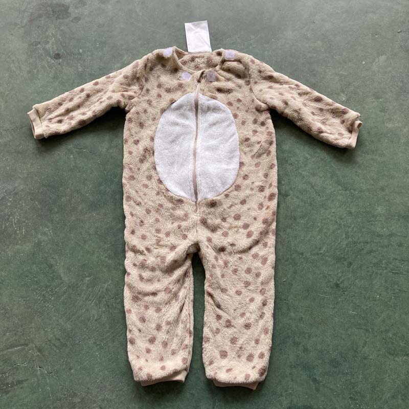 502 瑕疵少头套 6-12个月兔子儿童秋季珊瑚绒家居服造型连体衣