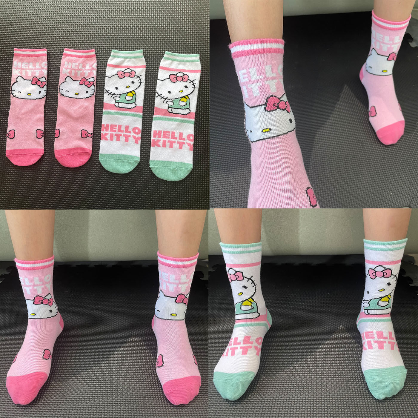外贸原单尾货哈喽kitty袜子女童袜子中筒儿童袜子春秋粉色袜子