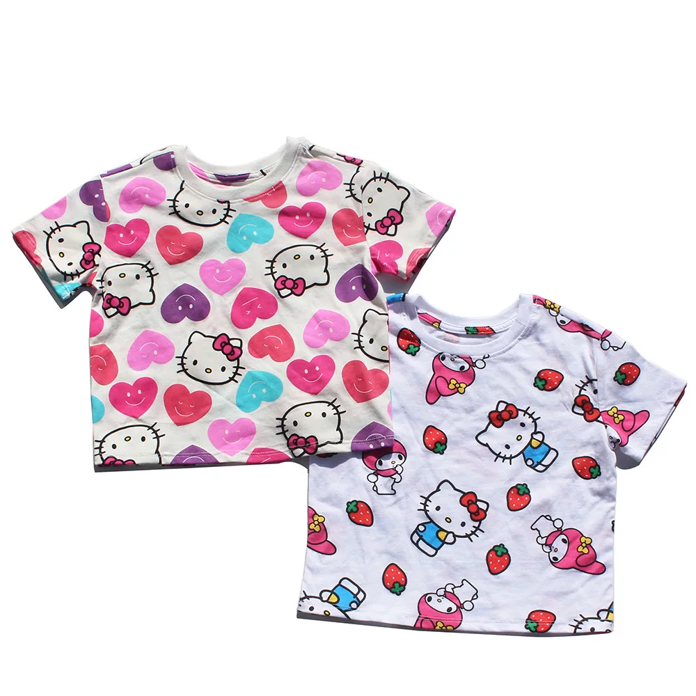 外贸原单正品尾货三丽鸥hello kitty衣服女童短袖t恤儿童短款上衣