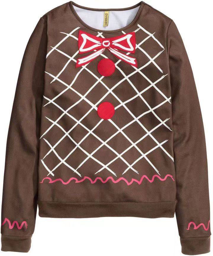 160-175高万圣节饼干人cos服卫衣欧美ins女装秋新款卫衣女小个子