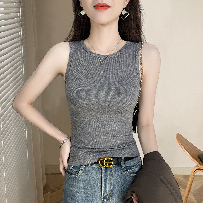 花灰色小吊带背心女内搭春秋无袖遮副乳上衣女2026新款西装打底衫