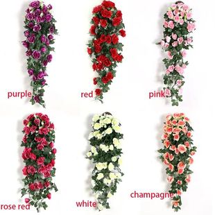 Artificial Flowers Rattan Fake Plants Vine Decoration Wall H