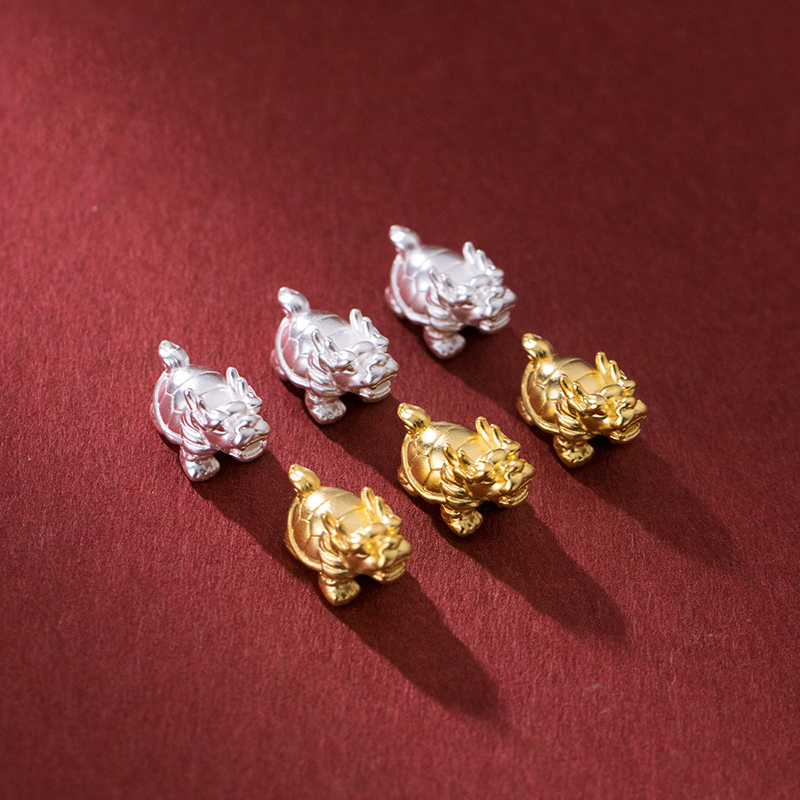 999足银镀金通孔神兽手串隔珠