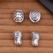 999足银富甲天下龟壳白菜手串隔珠银珠子散珠DIY手工饰品配件纯银