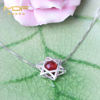 925银六芒星吊坠包珠圈