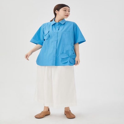 紫布语2026夏季新款贴布花衬衣女设计感通勤文艺百搭上衣衬衫586
