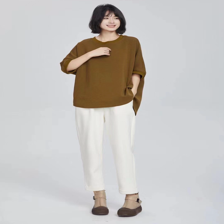 紫布语2025秋季新款前短后长圆领休闲大码空气棉女上衣卫衣3467